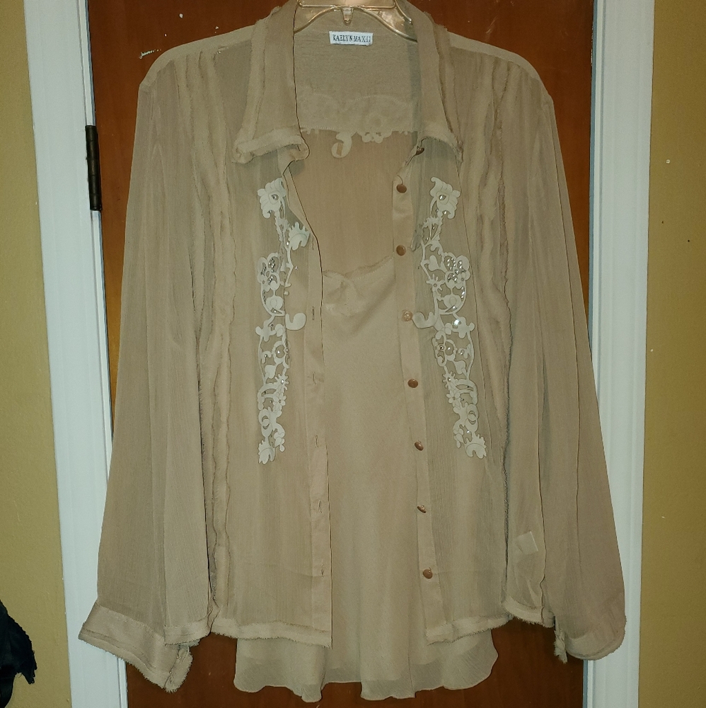 2pc Kaelyn Max II Sheer Blouse